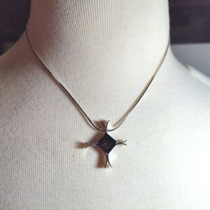 Sterling Silver Purple Amethyst Pendant & Chain Necklace Nwot